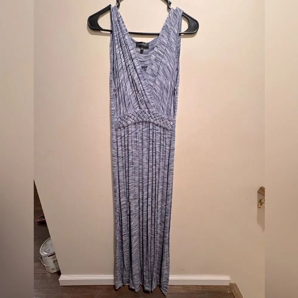 SPENSE Maxi Sleeveless V Neck Braided Elastic Waist Dress Size M